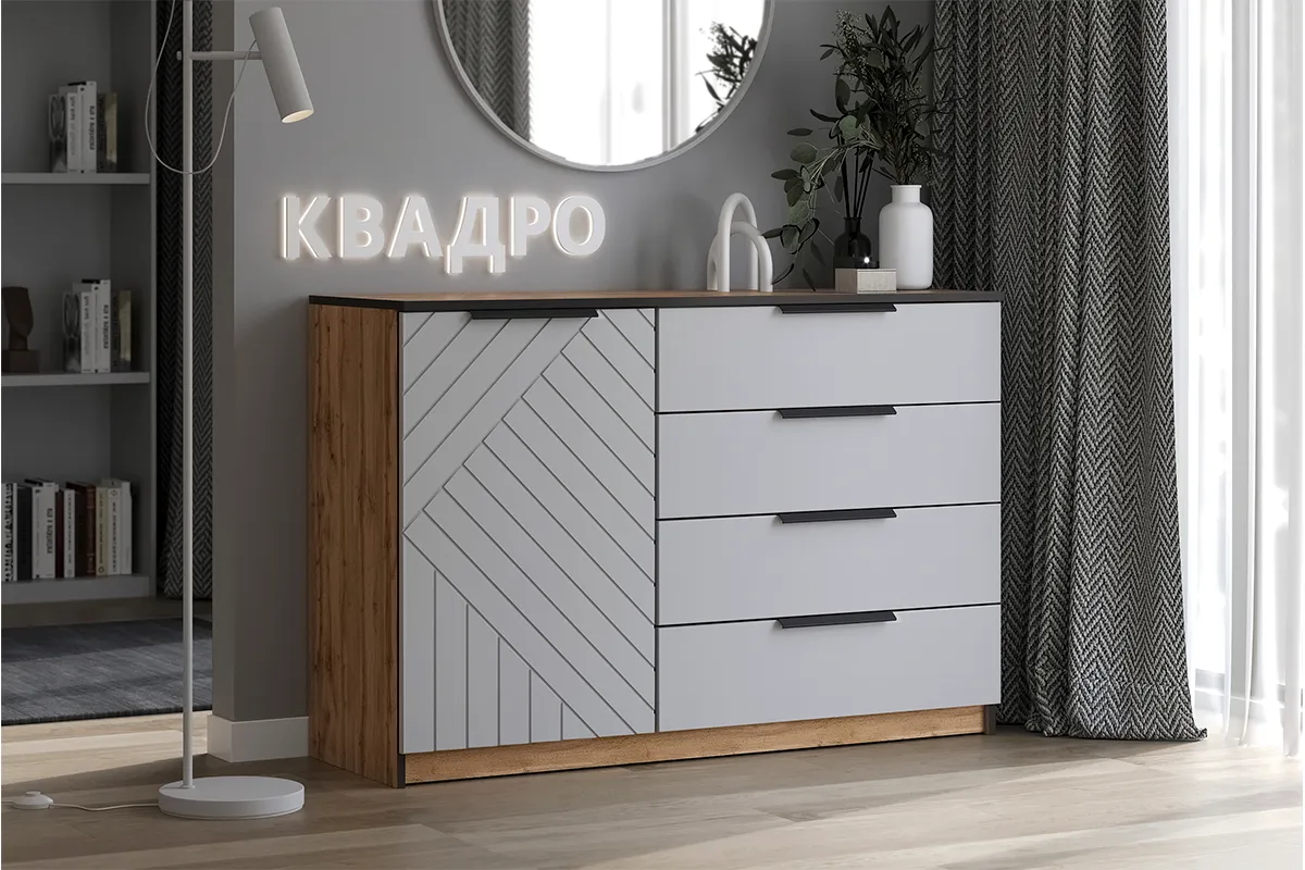 Комод Квадро №1250.2 (Дуб Вотан / Мартини)