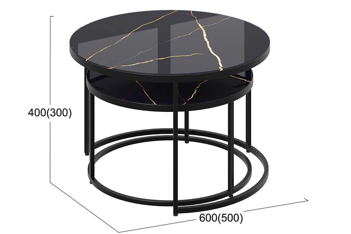 Стол журнальный Вега (Черный/Стекло Черный золото)