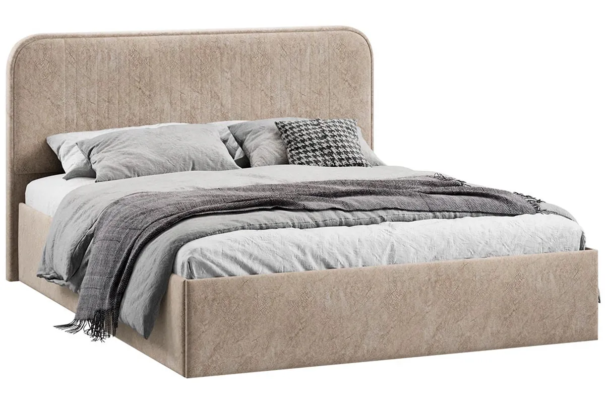 Кровать Тиффани Тип 1 с ПМ и заглушиной 160х200 (Микровелюр/Wellmart Dark Beige)