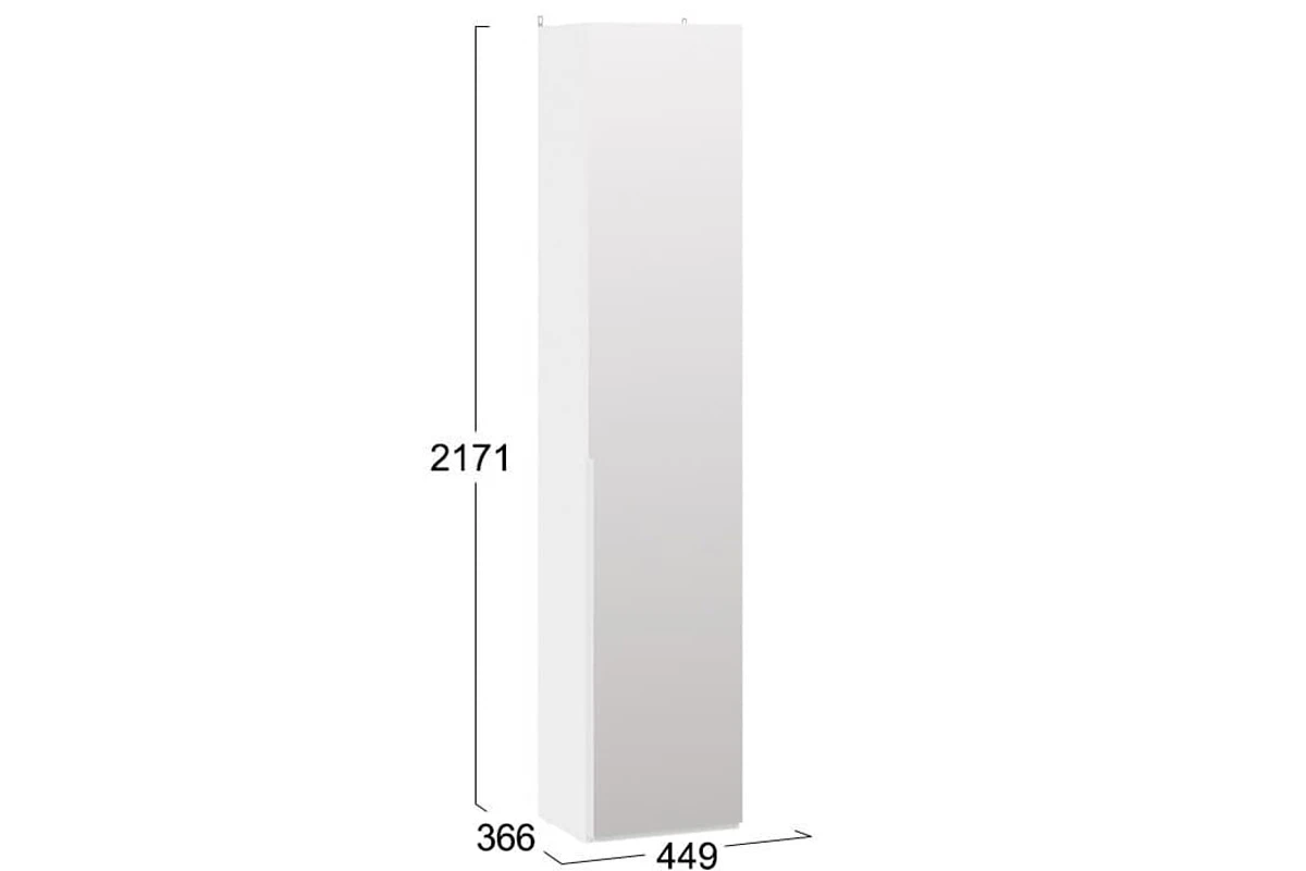 Шкаф для белья Порто СМ-393.07.212 с 1 зеркальной дверью (366) (Белый жемчуг/Белый жемчуг)
