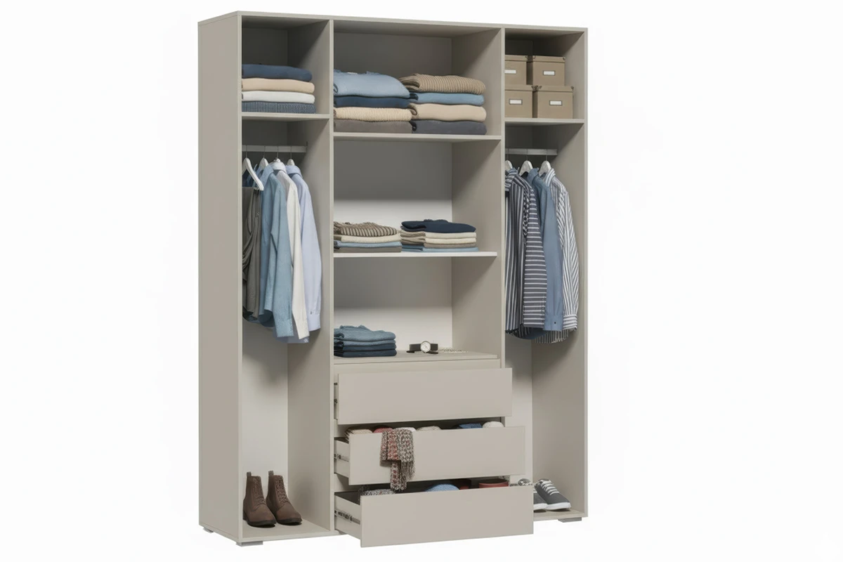 Шкаф 4-створчатый с ящиками Веста (Бежевый)