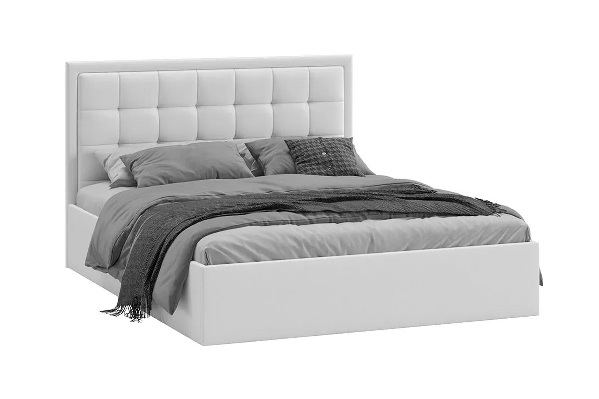 Кровать  с ПМ Ника 160х200 Тип 1 (Экокожа/Белая)