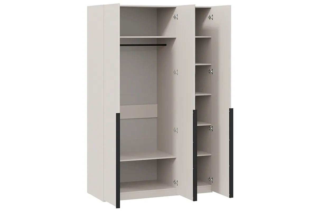 Шкаф для одежды Порто СМ-393.07.112 (580) с 2 глухими и 1 зеркальной дверями (Кашемир матовый / Кашемир сатин)