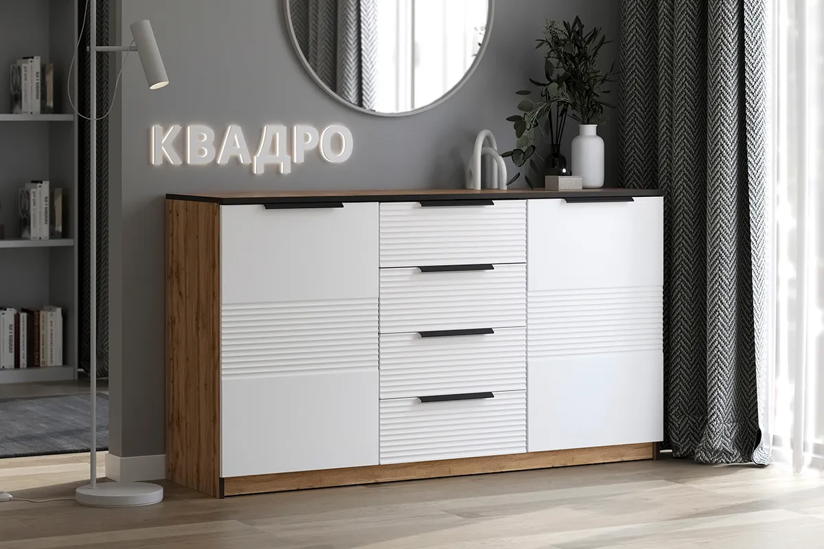 Комод Квадро №1500.2 (Дуб Вотан / Тальк)