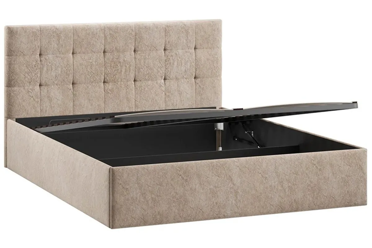 Кровать Джоли Тип 1 с ПМ и заглушиной 160х200 (Микровелюр / Wellmart Dark Beige)