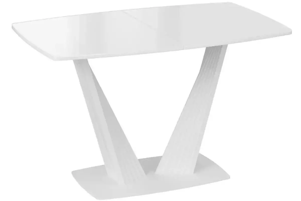 Стол раздвижной Тип 1 Фабио (Белый матовый/Стекло глянцевое белое)