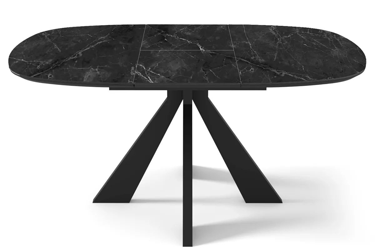 Стол обеденный Эльтон 1100 (вставка 400) (ст. №10 /Керамика Черный мрамор 9806053 / МДФ Черный Кварц / Металл Черный)
