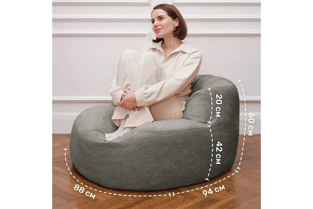 Кресло бескаркасное Bubble (Букле / Светло-серый)