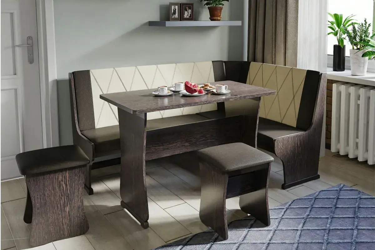 Кухонный уголок Гамма Тип 2 (Венге / КЗ шоколад-бежевый)