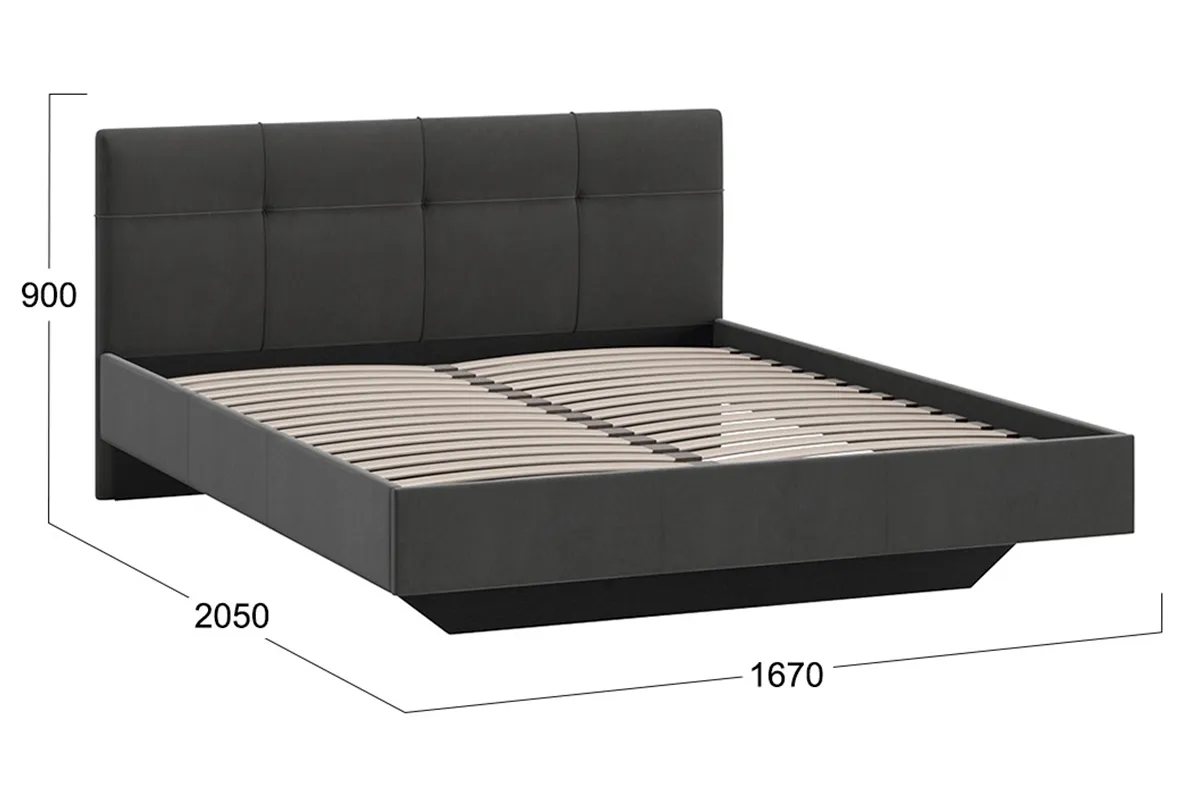 Кровать Элис с мягкой обивкой Тип 1 Исп.2 160х200 (Велюр/Графит)