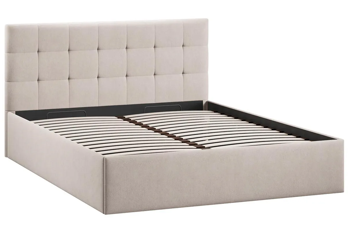Кровать Джоли Тип 1 с ПМ и заглушиной 160х200 (Велюр / Мокко светлый)