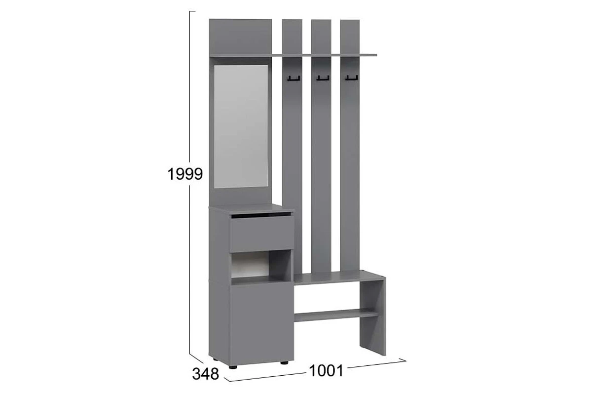 Вешалка с зеркалом Денвер Исп.2 (Графит/Серый)