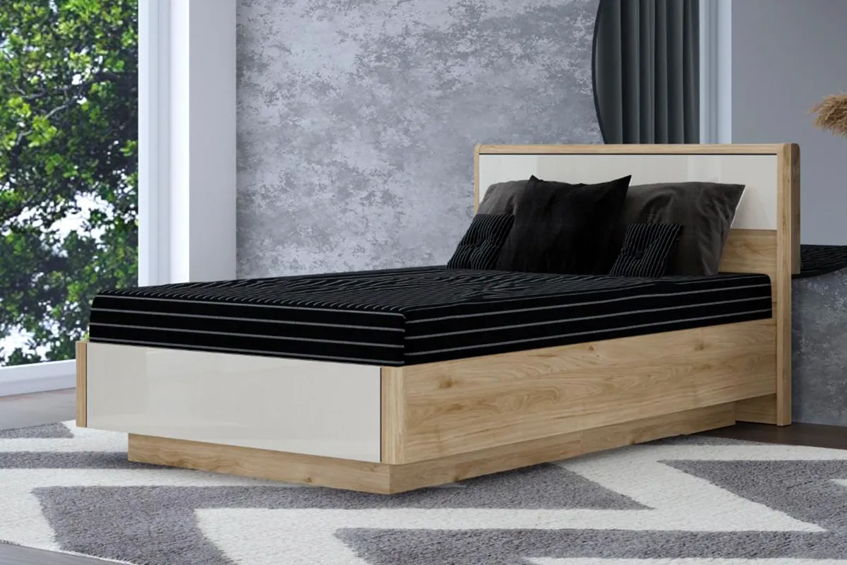 Кровать КР-4002-ГС-КГ 140х200 (Гикори Джексон Светлый / Кашемир Глянцевый)