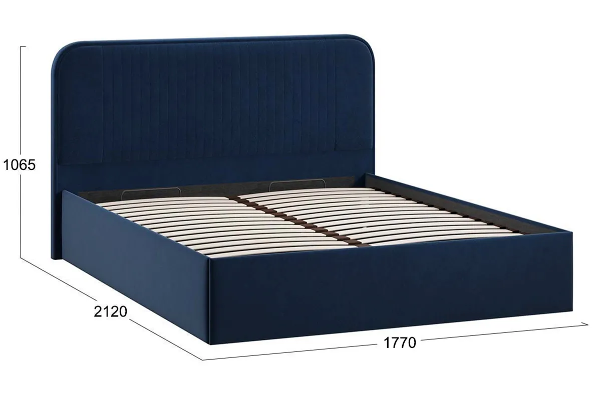 Кровать Тиффани Тип 1 с ПМ и заглушиной 160х200 (Микровелюр/Wellmart Blue)