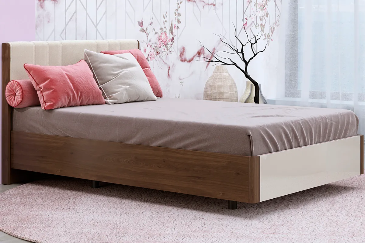 Кровать КР-5012-ГТ-КГ-В 140х200 (Гикори Джексон Темный / Кашемир Глянцевый / Велюр)