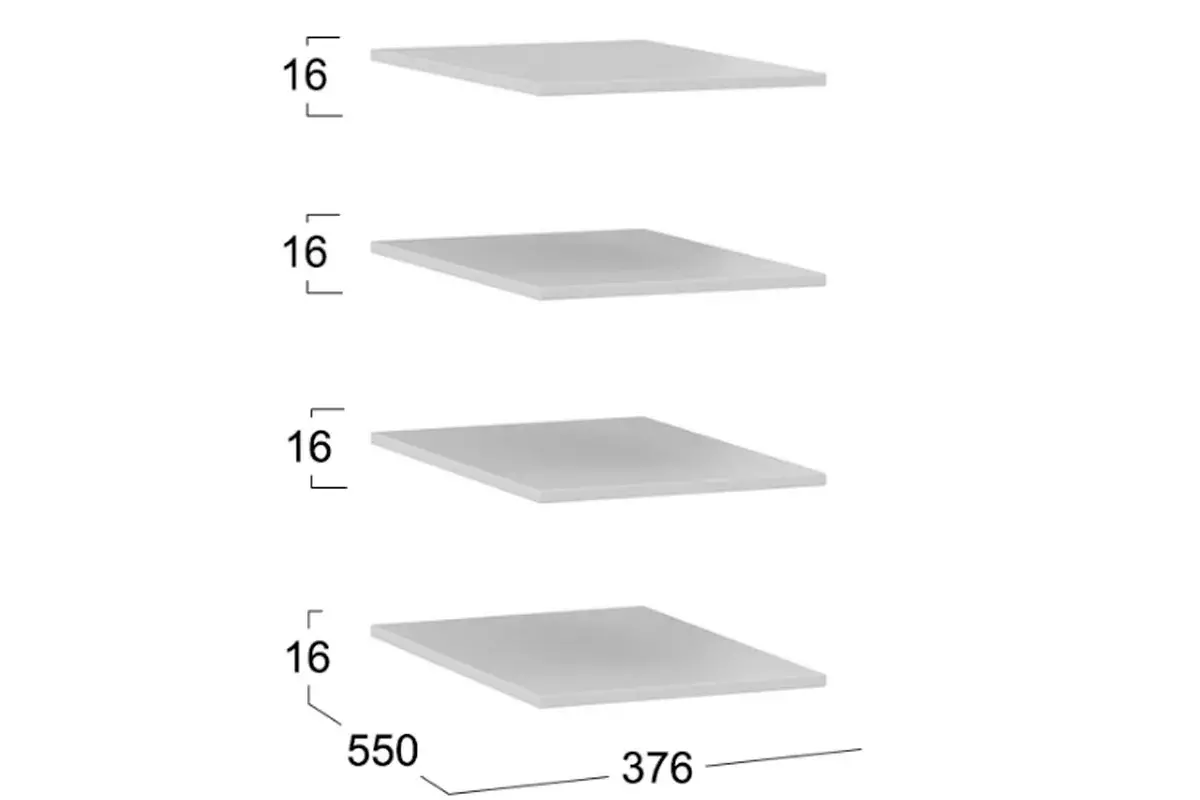 Комплект полок шкафа для одежды Нео 376 (Белый/4 шт.)