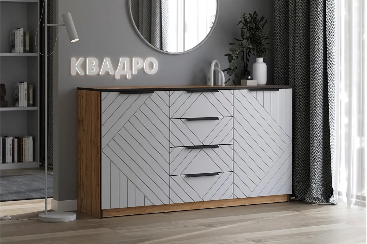 Комод Квадро №1500.1 (Дуб Вотан / Мартини)
