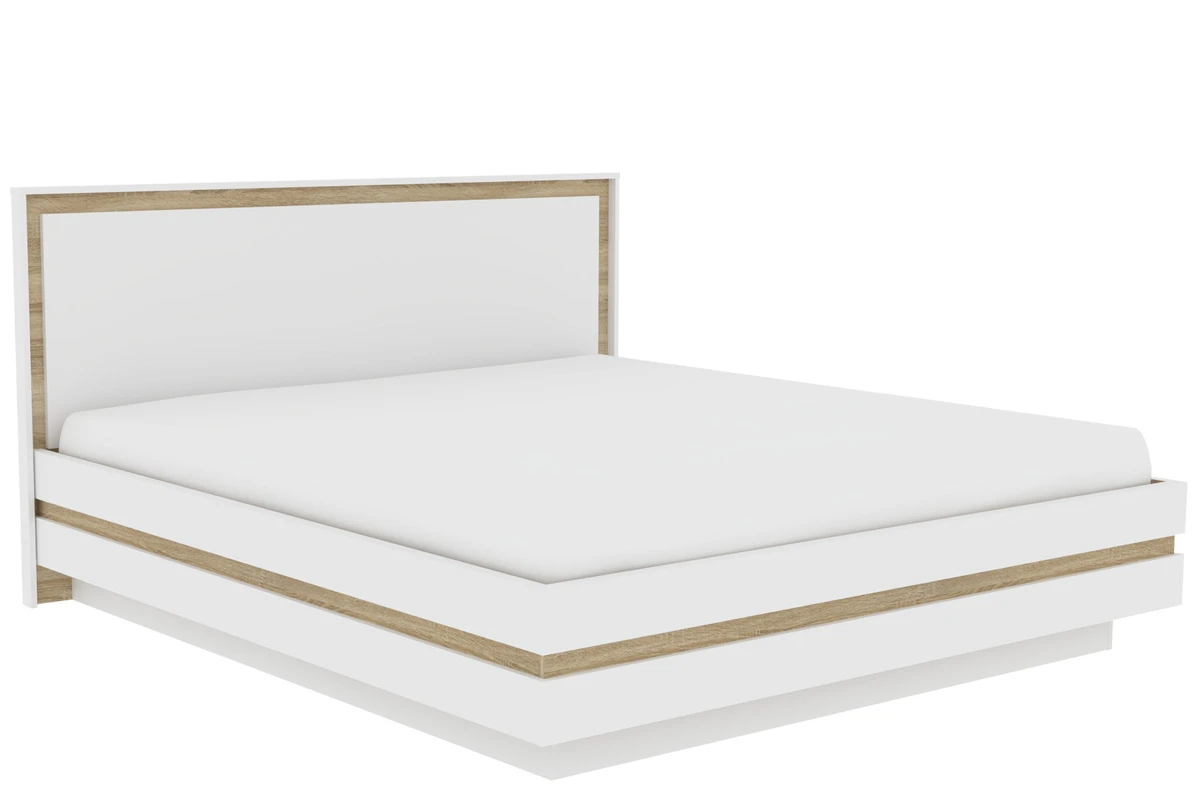 Кровать Анона 9 со стационарным основанием 160х200 (Белый/Дуб Сонома)