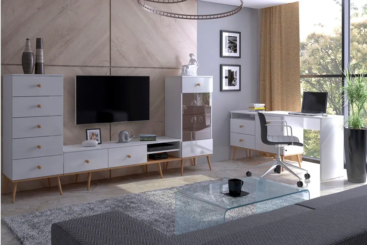 Набор мебели для гостиной Art design (Бук натуральный/Белый глянец)