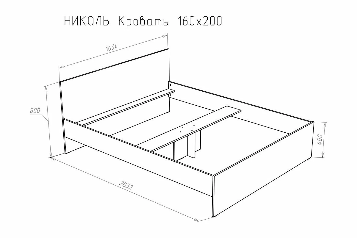 Кровать Николь 160х200 без орт. основания Дуб Сонома (72240068)