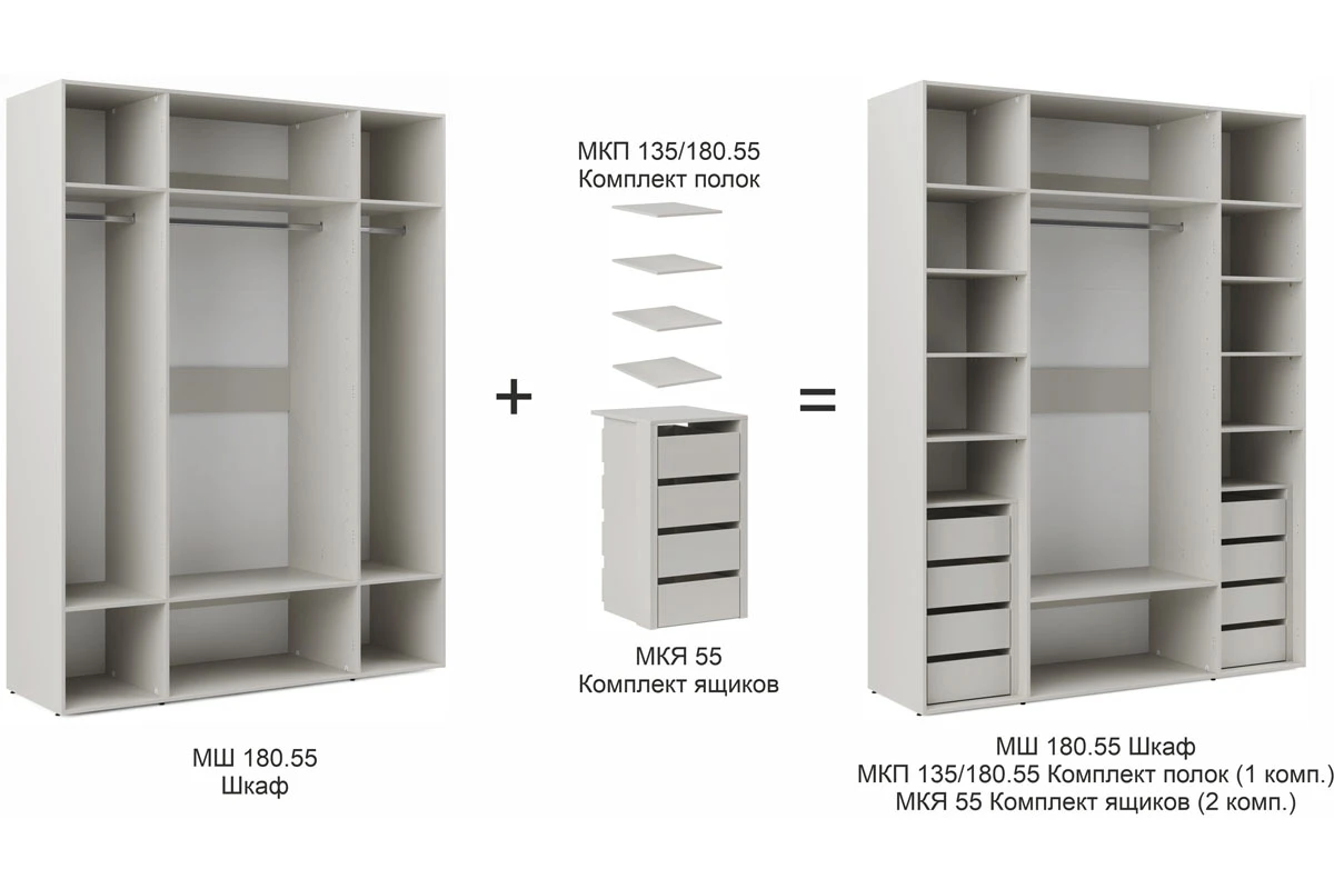 Корпус шкафа для гардеробной Мария МШ 180.55 (Дымчато-Серый)