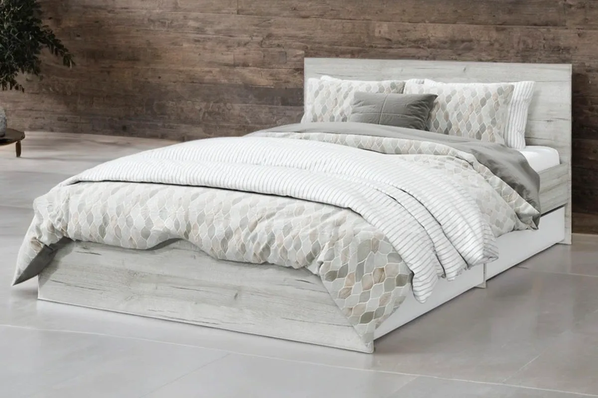 Кровать Лори с ящиками 140х200 (Дуб Серый/Белый)