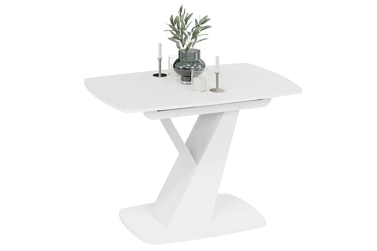 Стол обеденный Гарда Тип 1 (Белый / Стекло матовое белое)