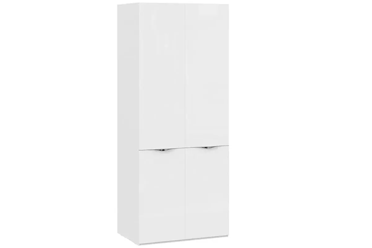 Шкаф для одежды с 2 дверями со стеклом Глосс СМ-319.07.211 (Белый глянец/Стекло) фото