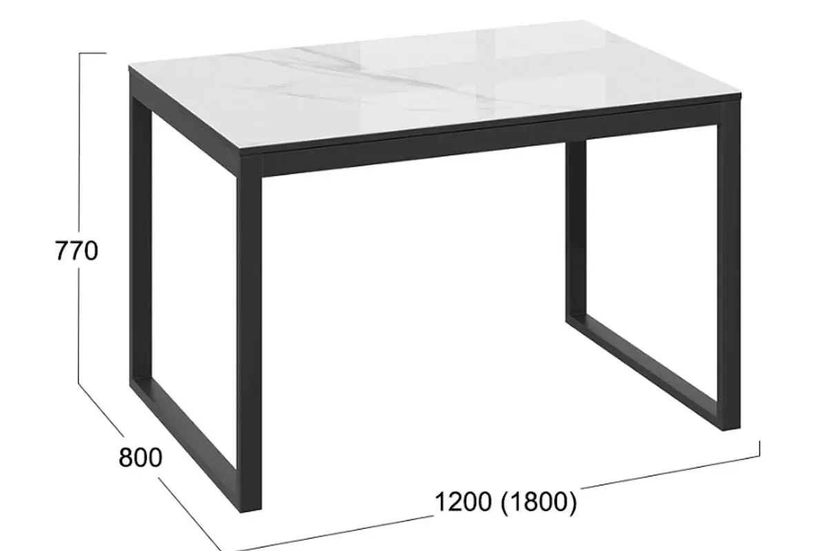 Стол обеденный Маркус Тип 1 (Черный муар/Стекло белый мрамор)