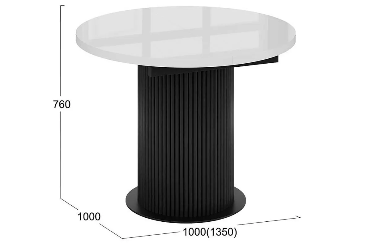 Стол обеденный Эридан Тип 1 (Черный муар/Стекло глянцевое белое)