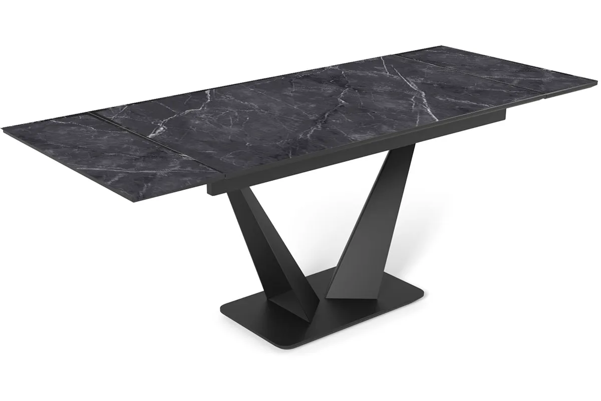 Стол обеденный Ниагара 1400(2000) (ст. №2 / Керамика FNZ9206053 Shakespeare black / МДФ Черный кварц / Металл Черный)