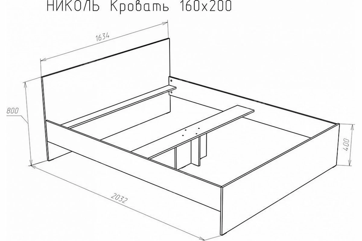 Кровать Николь 160х200 без орт. основания Венге (72240067)