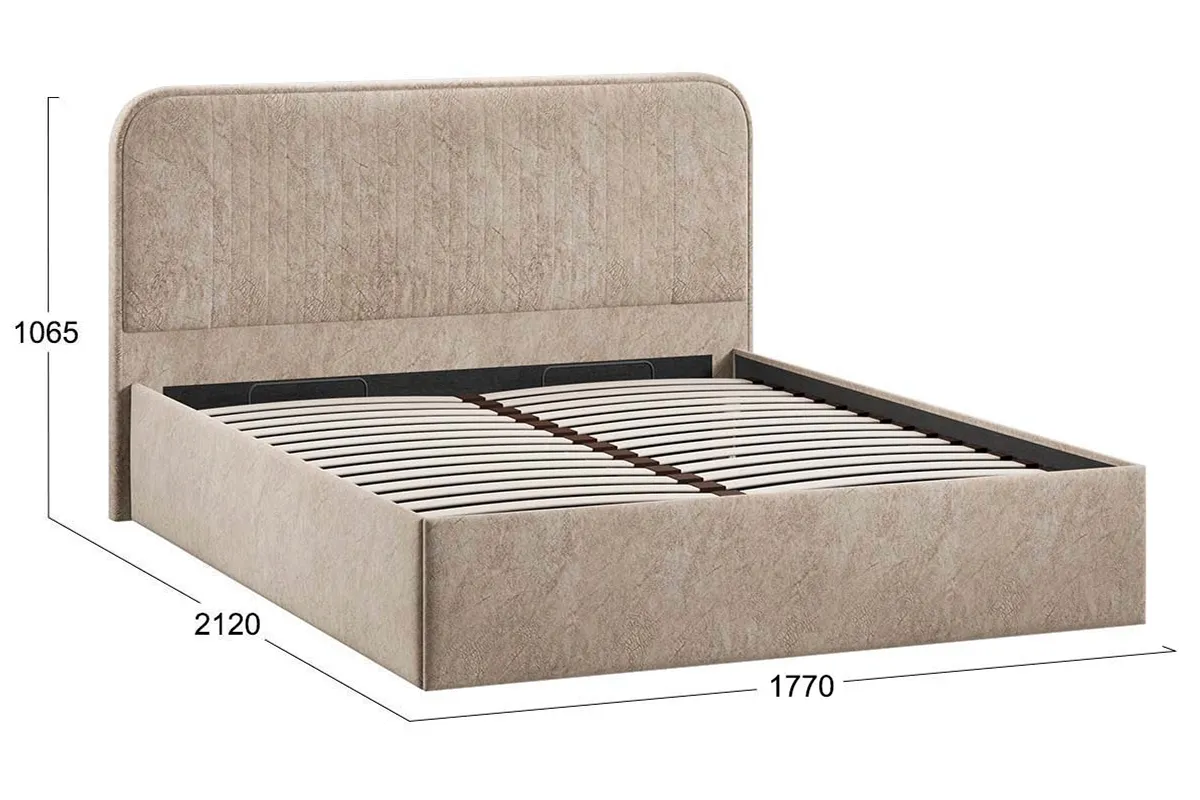 Кровать Тиффани Тип 1 с ПМ и заглушиной 160х200 (Микровелюр/Wellmart Dark Beige)