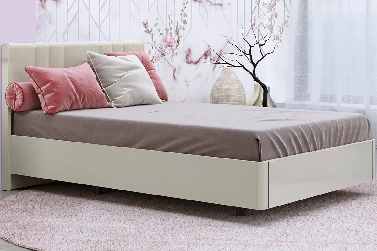 Кровать КР-5012-СК-КГ-В 140х200 (Серый Кашемир / Кашемир Глянцевый / Велюр)