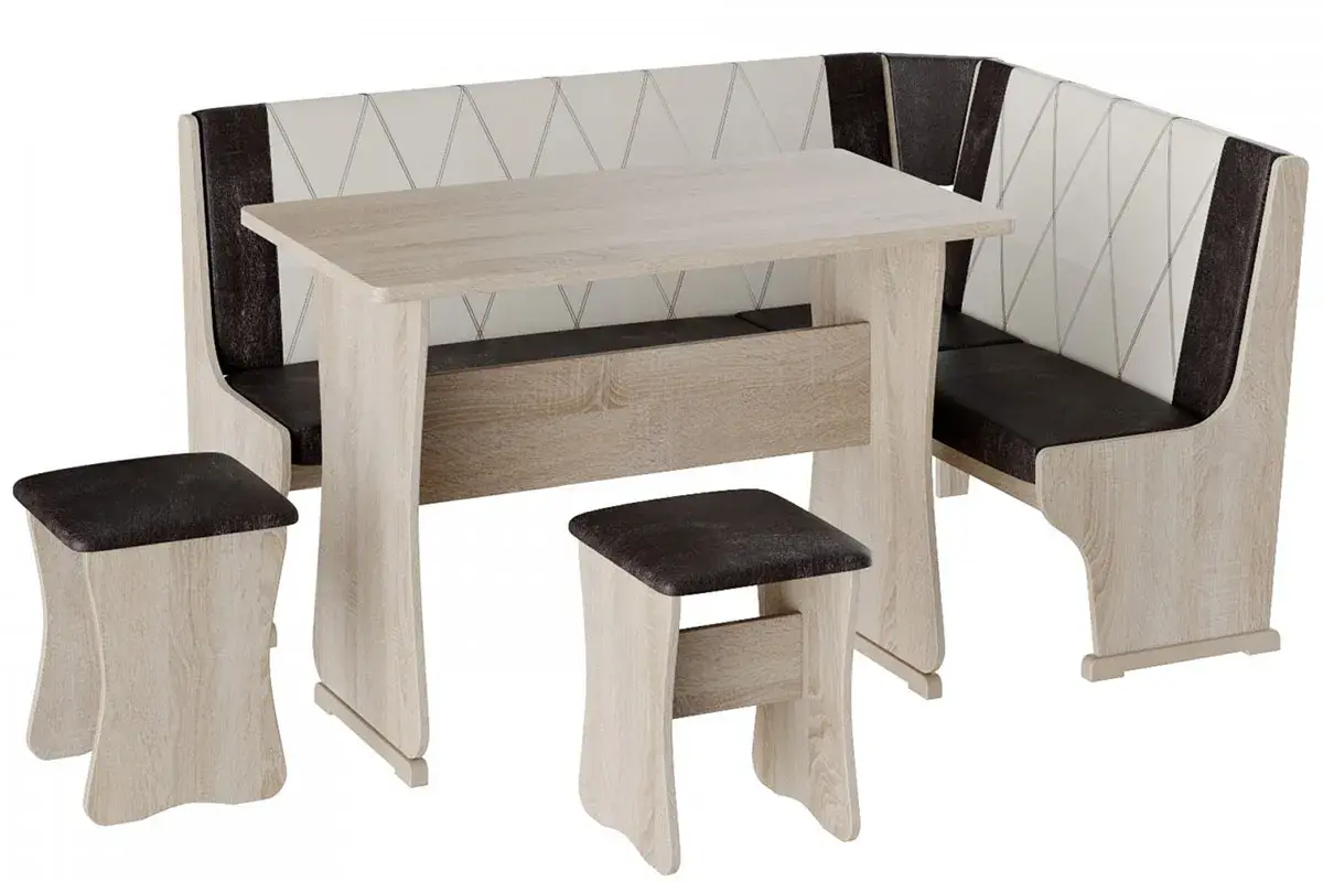 Кухонный уголок Гамма Тип 2 (Дуб сонома / КЗ шоколад-бежевый)