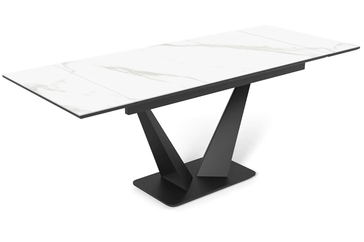 Стол обеденный Ниагара 1400(2000) (ст. №2 / Керамика 9806035 / МДФ Черный кварц / Металл черный)
