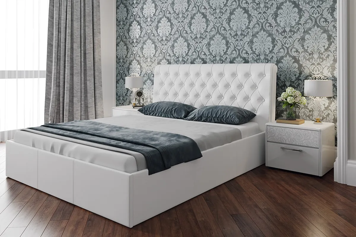 Двуспальная кровать Скарлет с мягким изголовьем 160х200 (Белый) фото