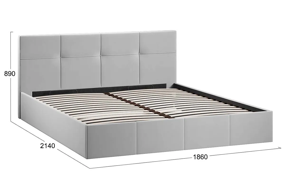 Кровать Лора с ПМ и заглушиной 180х200 (Велюр / Confetti Silver)