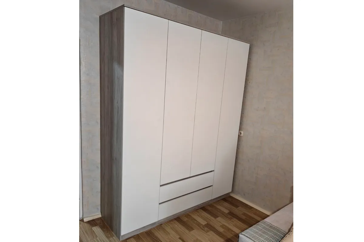 Шкаф 4х-дверный Лори (Дуб Серый/Белый)