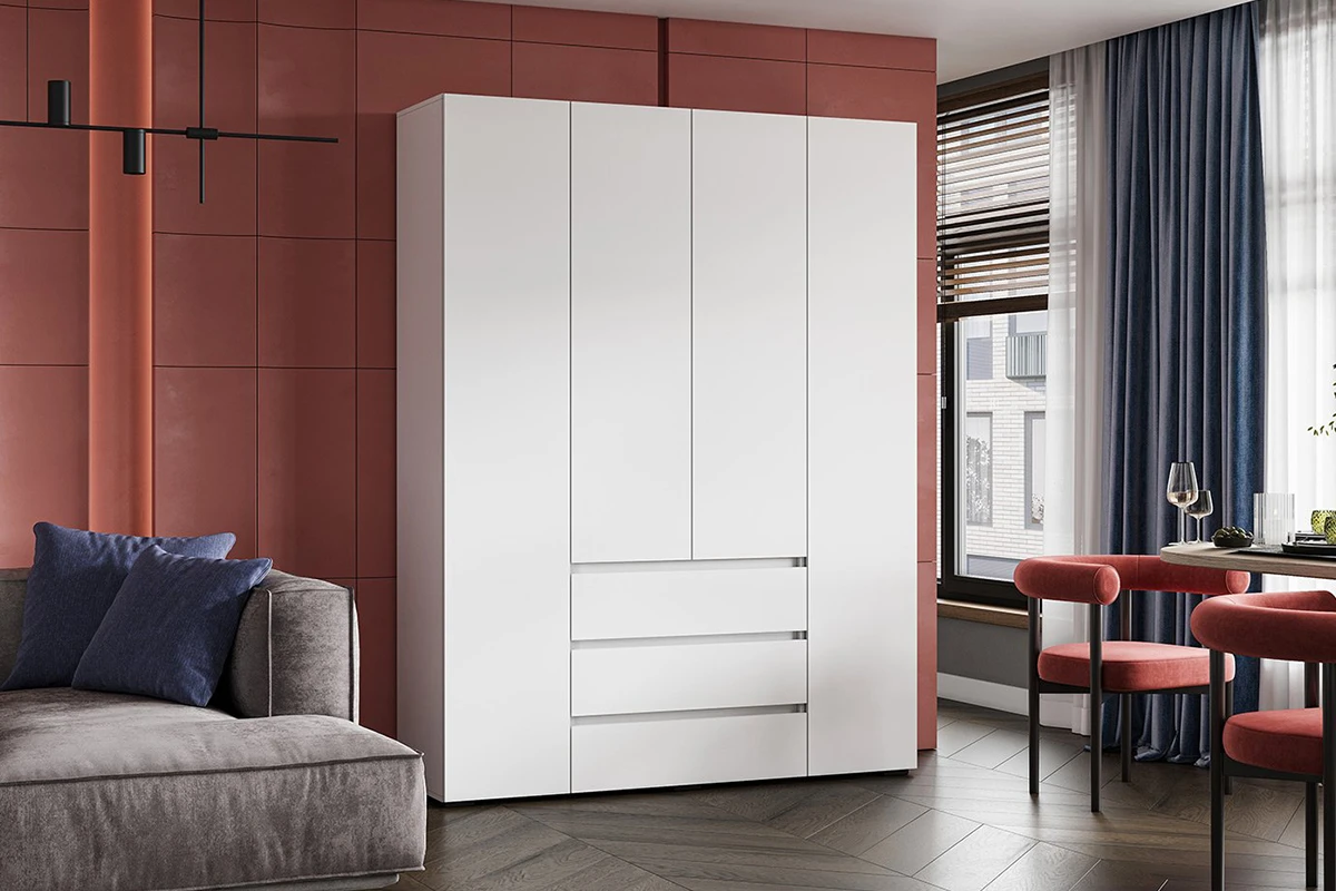 Шкаф 4-створчатый с ящиками Веста (Белый)