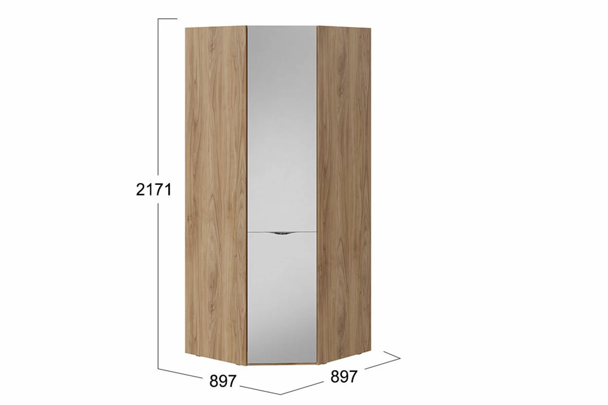 Шкаф угловой с зеркальной дверью Глосс СМ-319.07.312 (Яблоня Беллуно)
