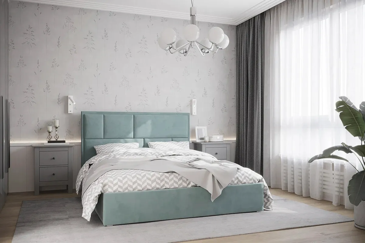 Кровать Madison с ПМ 140х200 (Велюр / Мята) 72306318