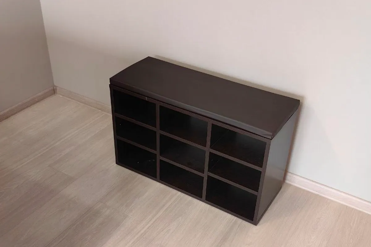 Тумба для обуви Харис Тип 4 (Дуб Венге/ Кожзам коричневый)