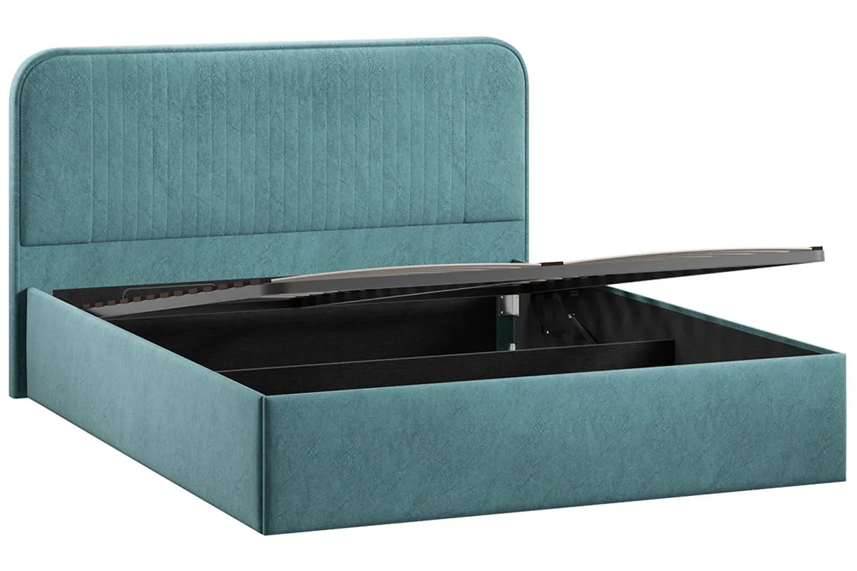 Кровать Тиффани Тип 1 с ПМ 160х200 (Микровелюр / Wellmart Indigo)
