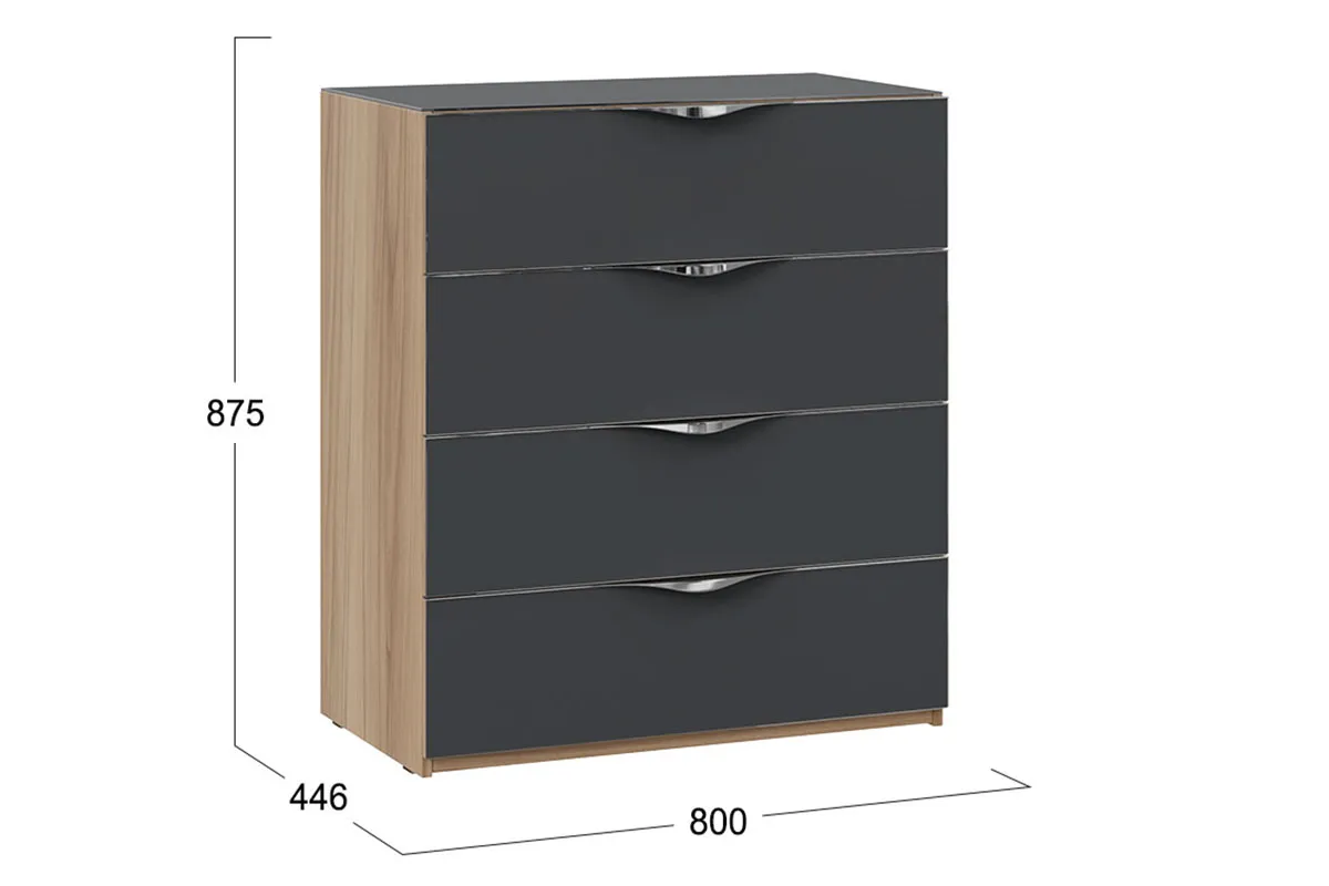 Комод Глосс ТД-319.04.01 (Яблоня Беллуно/Cтекло/Графит матовый)