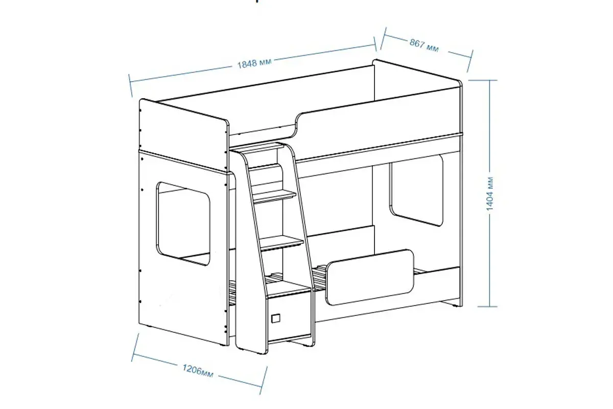 Кровать 2-х ярусная Тёма-1 (Белый)