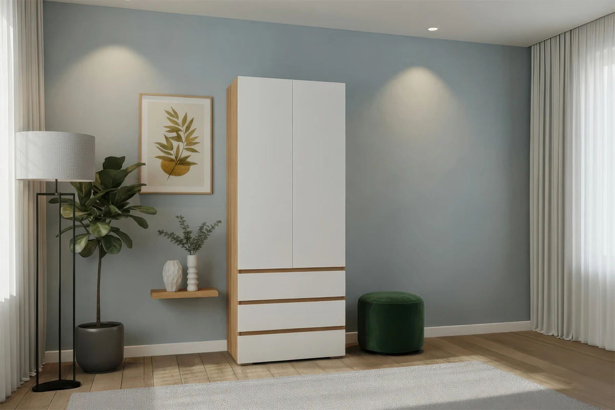 Шкаф 2-створчатый Веста (Дуб золотистый / Белый)