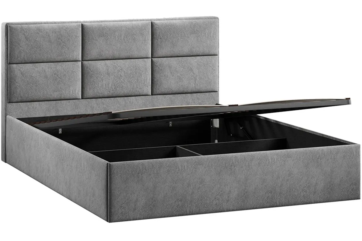 Кровать Стелла c ПМ 160х200 Тип 1 (Микровелюр/Wellmart Silver)