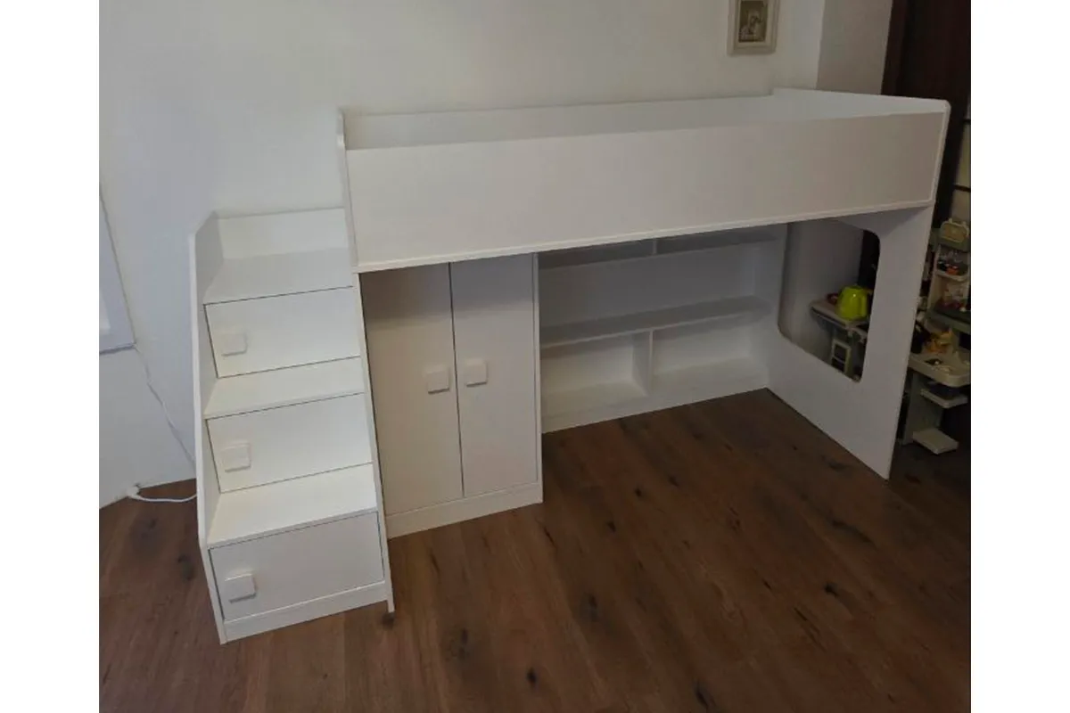 Кровать-чердак со шкафом Тёма-7 (Белый)