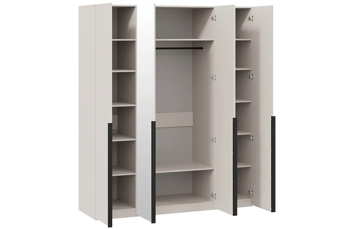 Шкаф для одежды Порто СМ-393.07.108 (580) с 2 глухими и 2 зеркальными дверями (Кашемир матовый / Кашемир сатин)